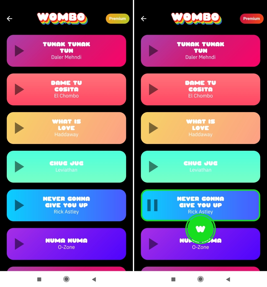 Como criar vídeos cantando com o Wombo - Passo 4