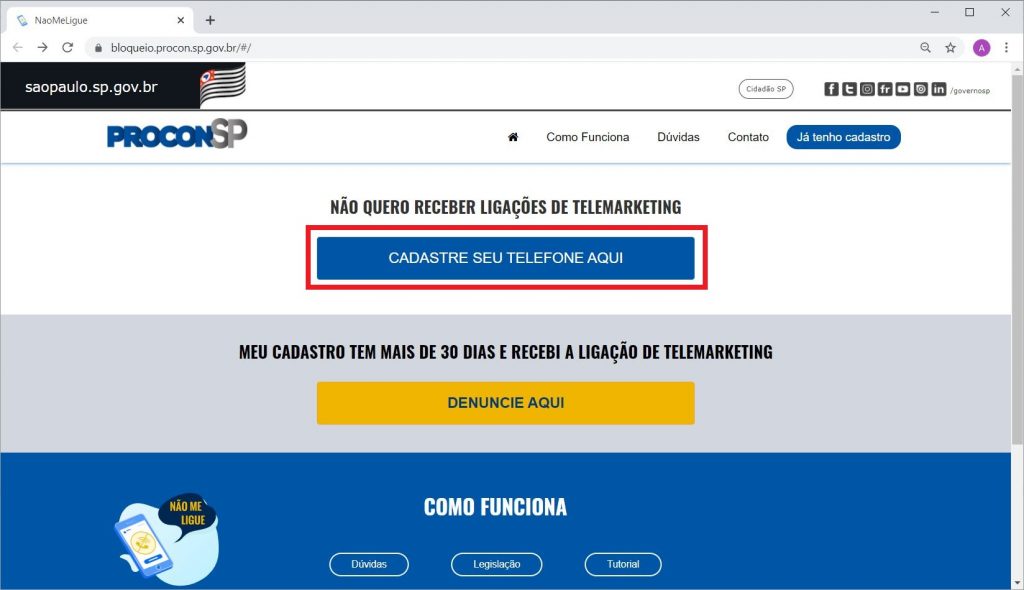 Como impedir spam via WhatsApp e SMS em São Paulo - Passo 1