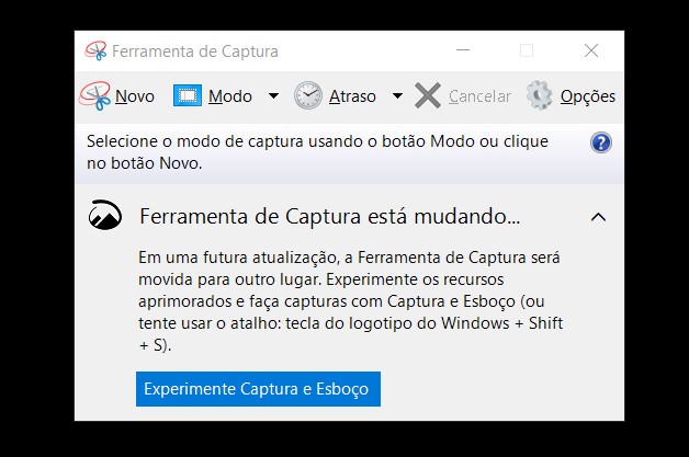 Ferramenta de captura - Windows 10