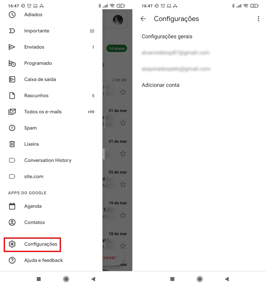 Como habilitar o Google Chat do Gmail no Android - Passo 2