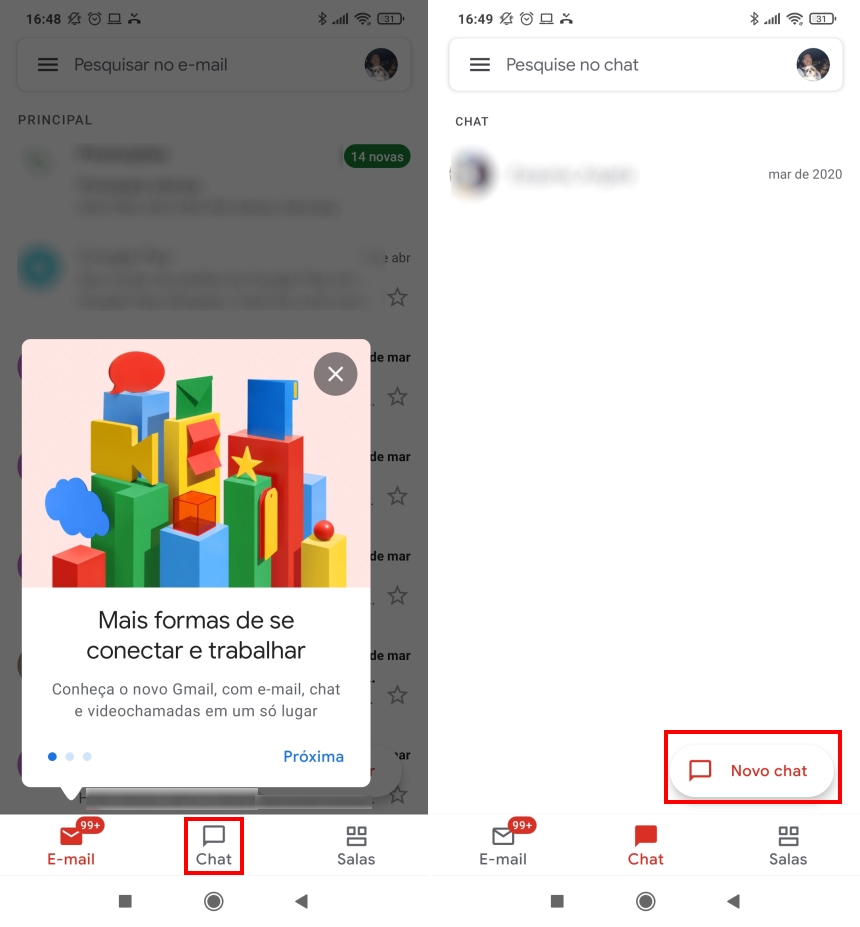 Como habilitar o Google Chat do Gmail no Android - Passo 4