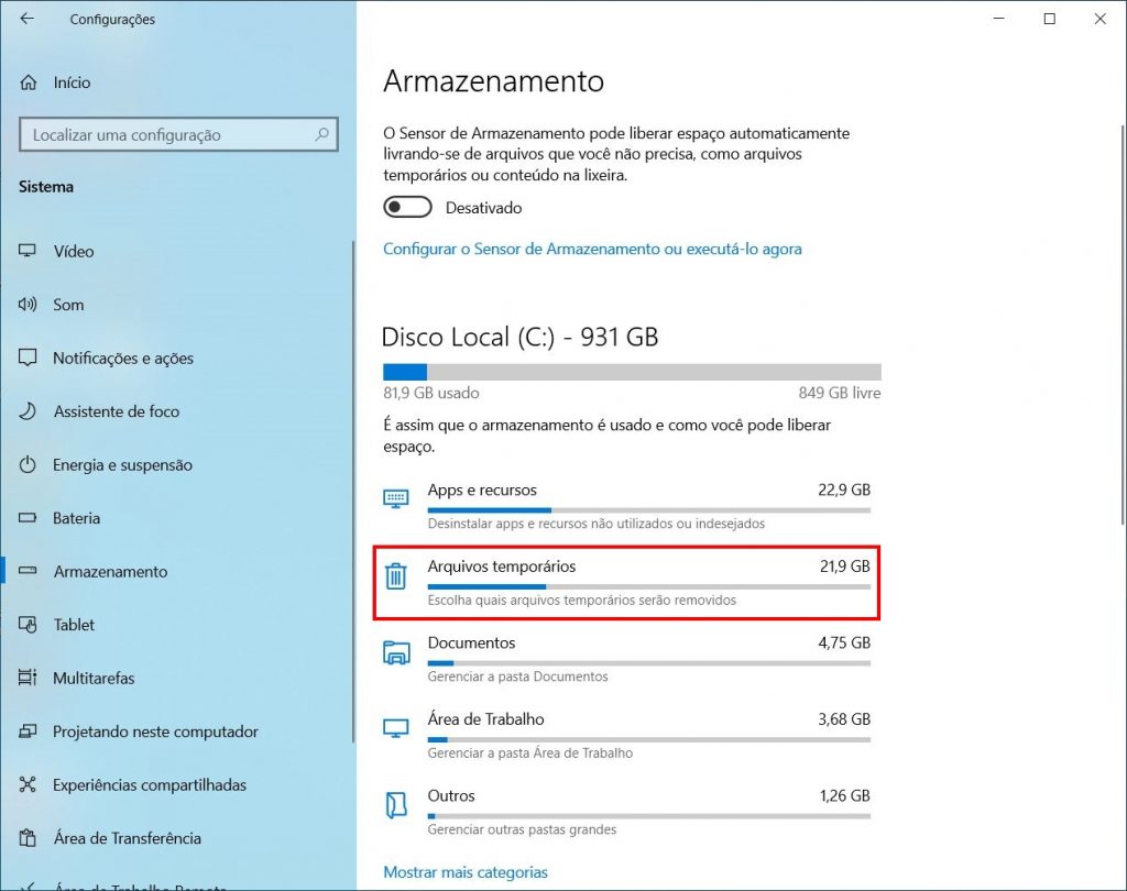 Como remover os arquivos da atualização de maio do Windows 10 - Passo 3