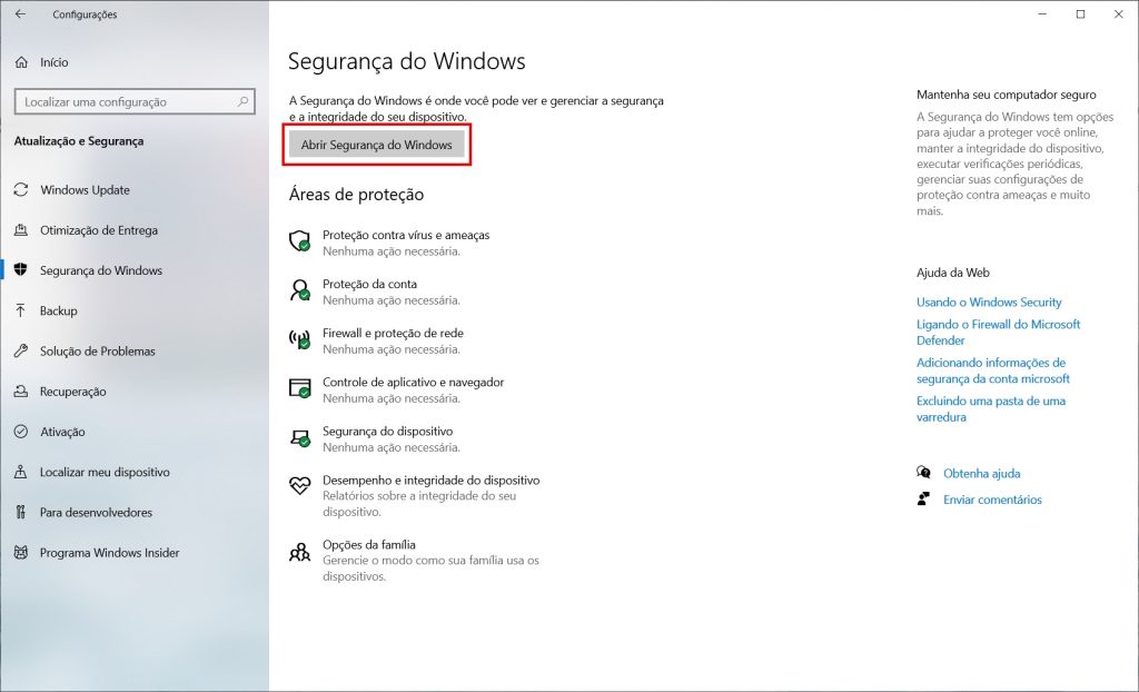 Como verificar a versão do Windows Defender - Passo 3