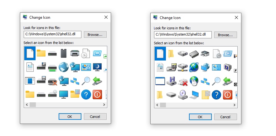 Novos ícones do Windows 10