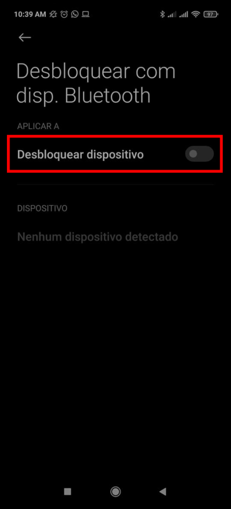 Tela de bloqueio do Android - Bluetooth