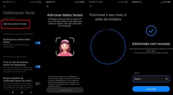 Tela de bloqueio do Android - Biometria facial