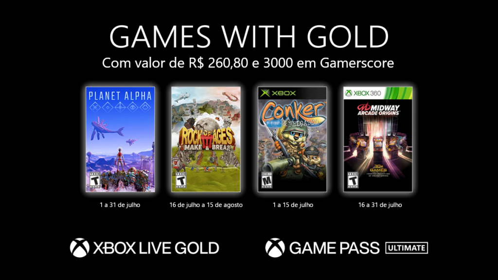 Xbox Games with Gold: confira a lista dos jogos grátis de julho