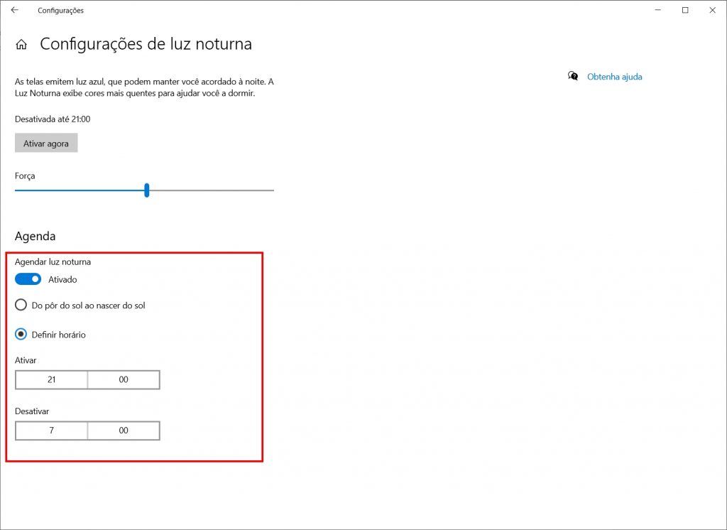 Como ativar o filtro de luz azul no Windows 10 - Passo 3