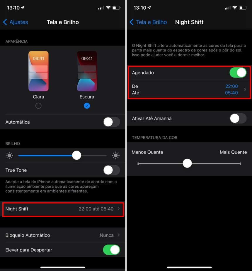 Como ativar o filtro de luz azul no iOS - Passo 2
