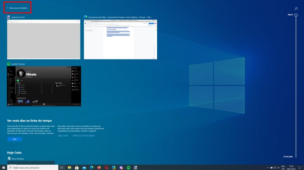 Como criar uma área de trabalho virtual no Windows 10