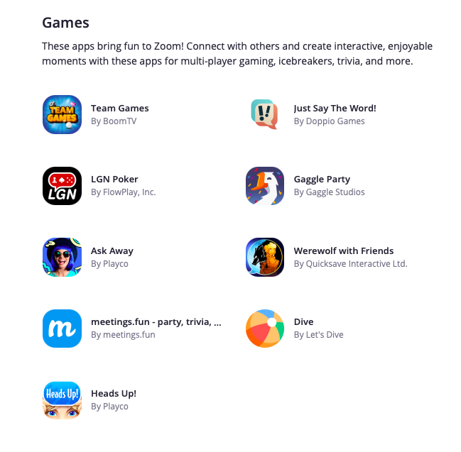 Zoom oferece games para jogar durante reuniões