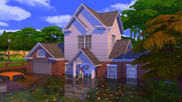 Ilustração de casa alagada no The Sims 4