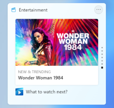 Widget de entretenimento - Windows 11