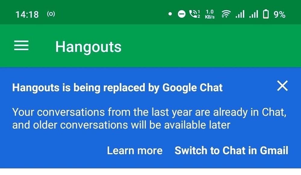 Mensagem do Hangouts em dispositivos mobile