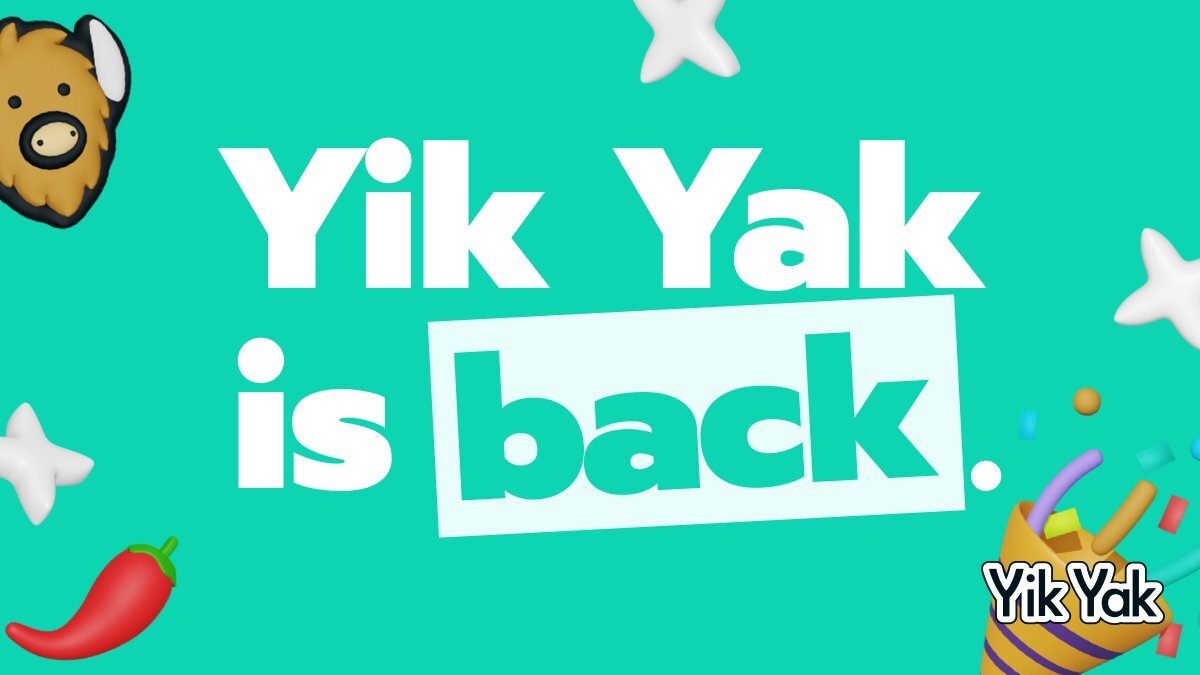 Ilustração do retorno do app Yik Yak