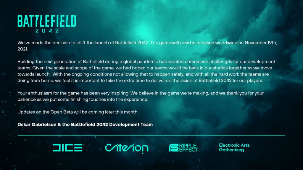 Battlefield 2042 é adiado para novembro e Beta também atrasa