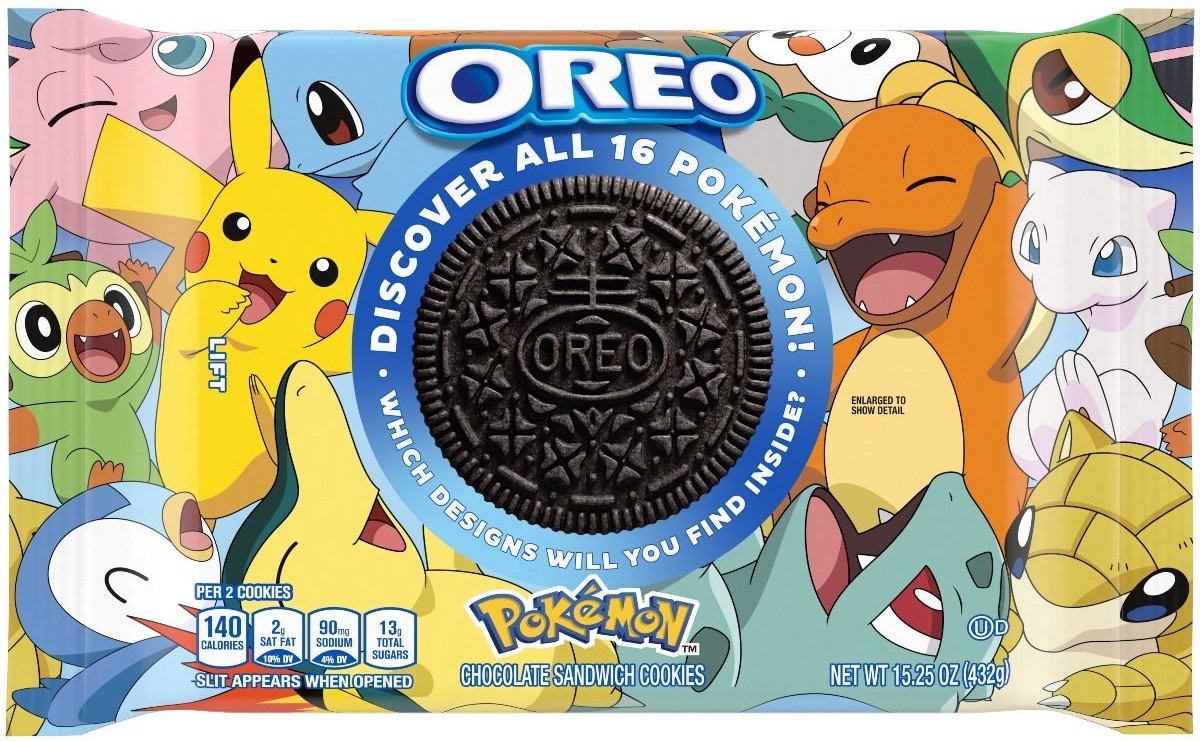 Bolacha feita em parceria entre Oreo e The Pokémon Company