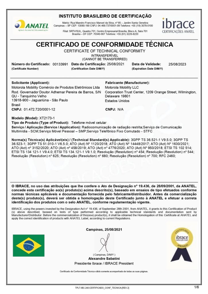 Certificação do Motorola G31 pela Anatel