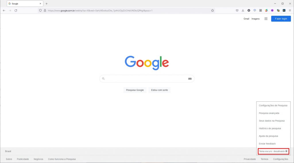 Como ativar o modo escuro do Google - Passo 2