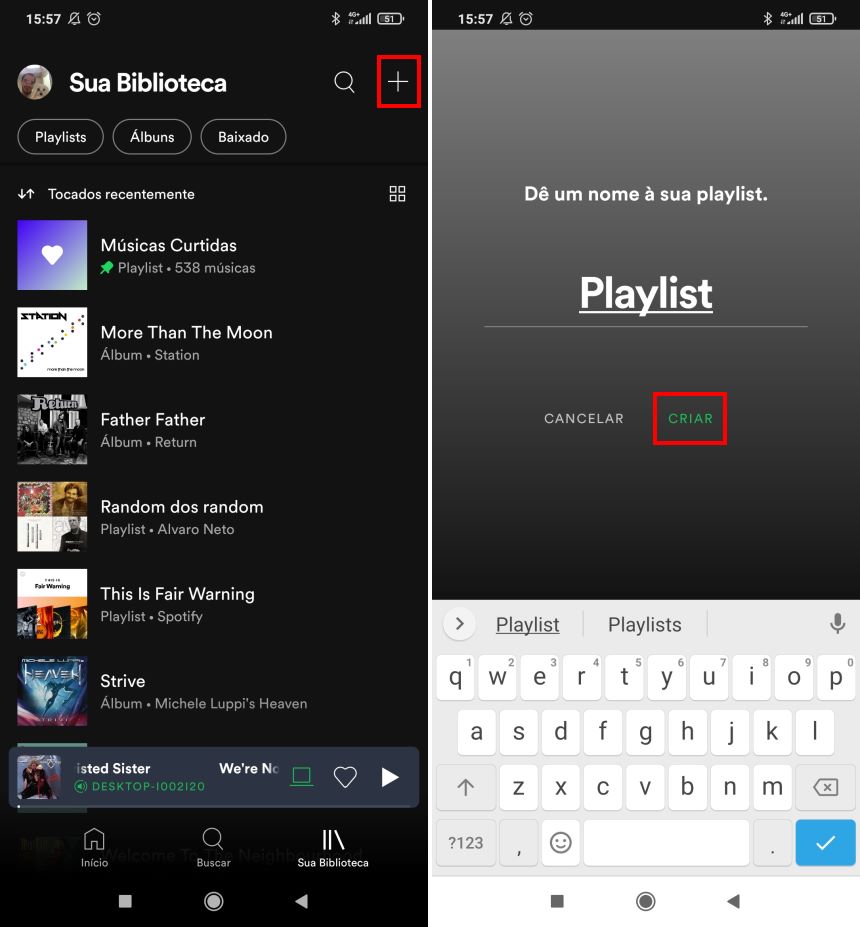 Como criar playlists colaborativas no Spotify (celular) - Passo 2