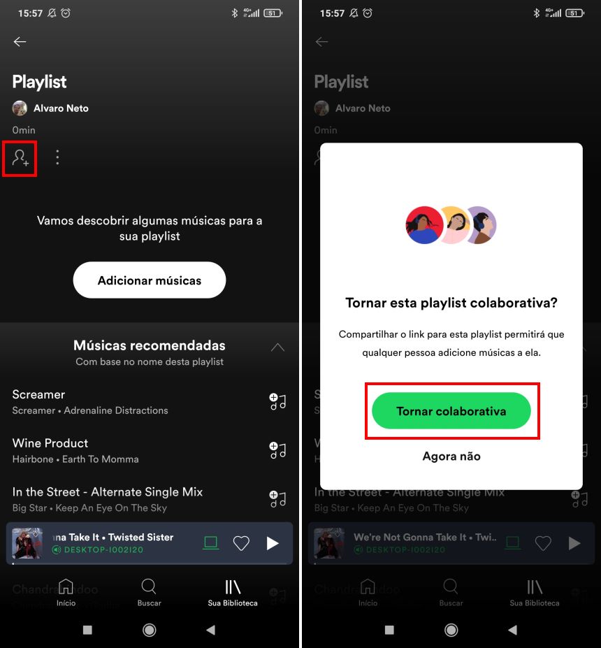 Como criar playlists colaborativas no Spotify (celular) - Passo 3