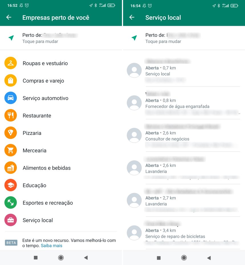 Como encontrar negócios por perto no WhatsApp - Passo 3