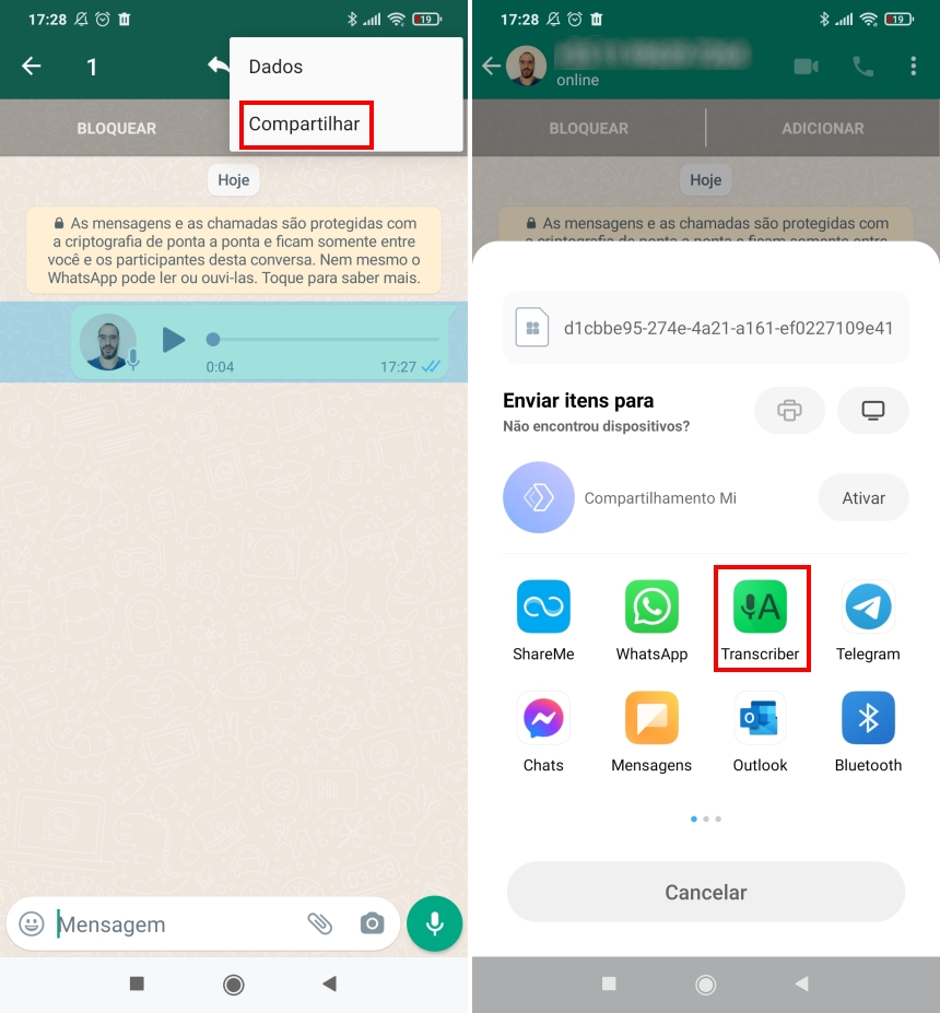 Como fazer transcrição de mensagens de voz do WhatsApp para texto no Android - Passo 2