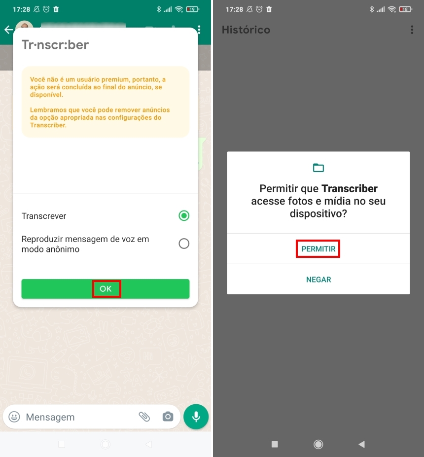 Como fazer transcrição de mensagens de voz do WhatsApp para texto no Android - Passo 3