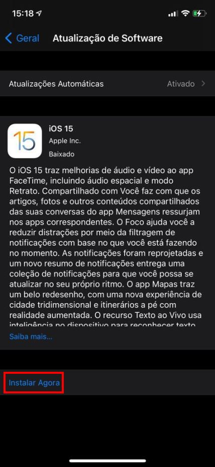 Como instalar o iOS 15 - Passo 3