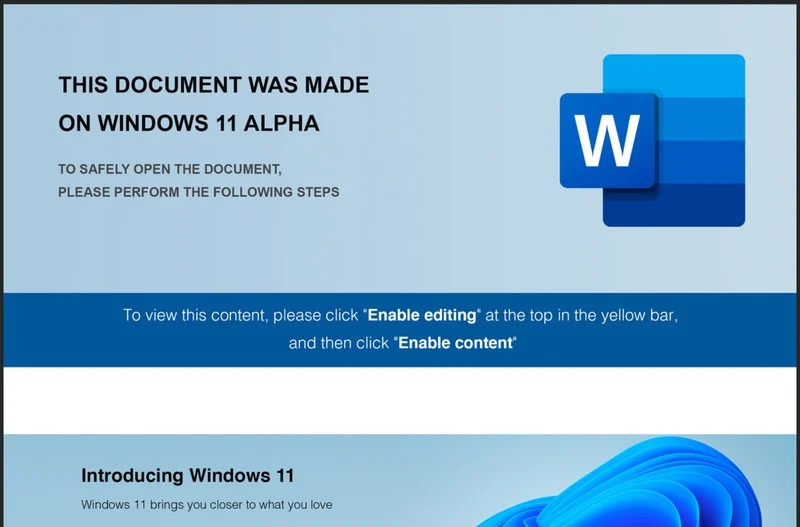Golpe envolvendo o Windows 11 por meio de documento Word
