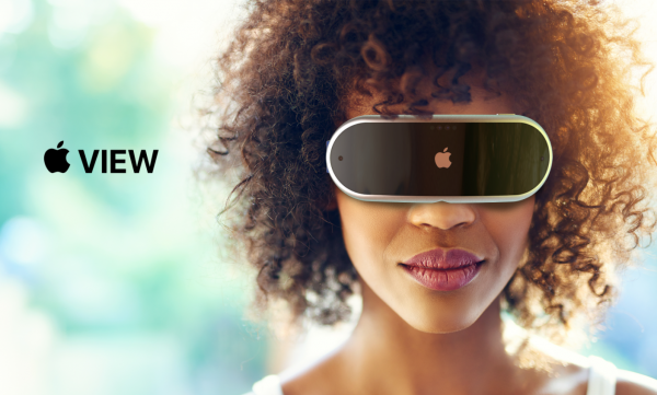 Concepção de headset VR/AR - ou de realidade mista (MR) - da Apple