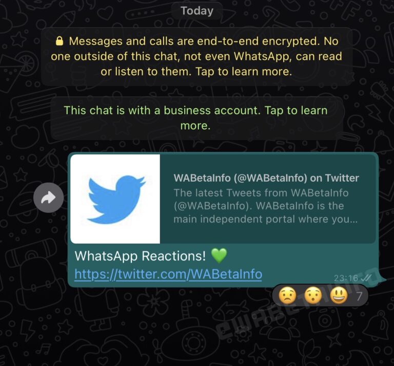 Reação a mensagens - WhatsApp