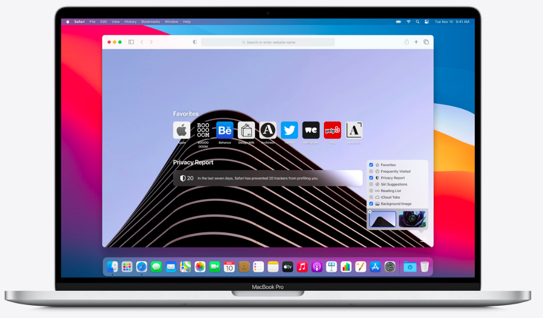 Safari, navegador da Apple, em um Macbook