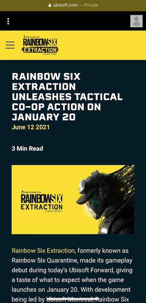 Vazamento da própria Ubisoft revela data de lançamento de Rainbow Six Extraction