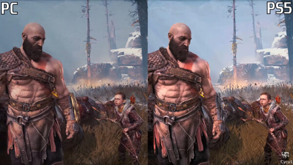 Comparação dos gráficos de God of War para PC e para PS5