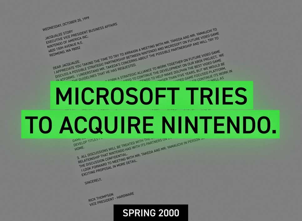 Carta da Microsoft sobre a tentativa de compra da Nintendo