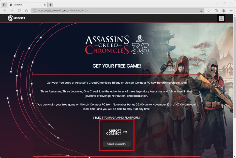 Como obter Assassin's Creed Chronicle de graça - Passo 1