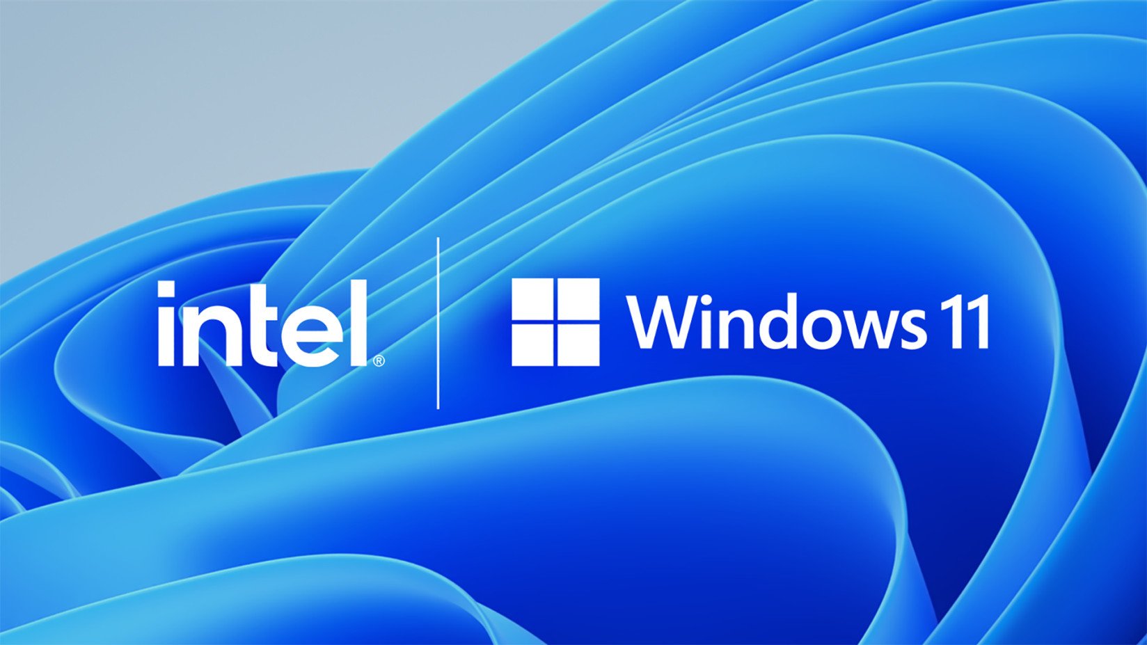 Logo da Intel, dona dos processadores Alder Lake, ao lado do logo do Windows 11