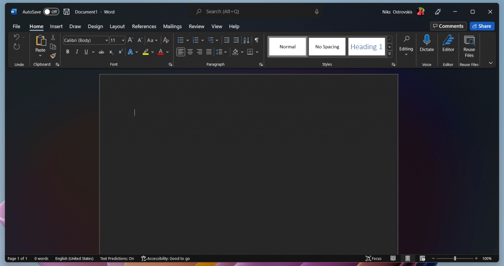 Efeito Mica no Word do Windows 11