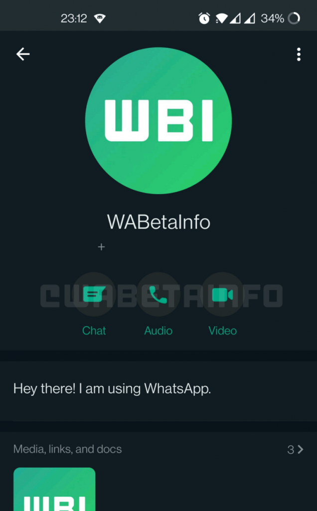 WhatsApp Beta - Informações do contato