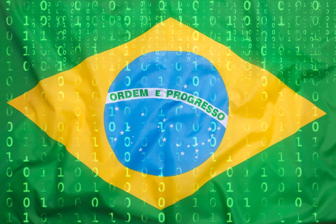 Bandeira do Brasil com números - Criptomoedas