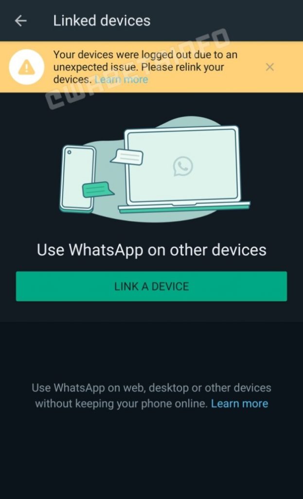 WhatsApp deslogou conta