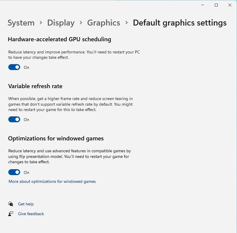 Nova configuração do Windows 11 para jogos