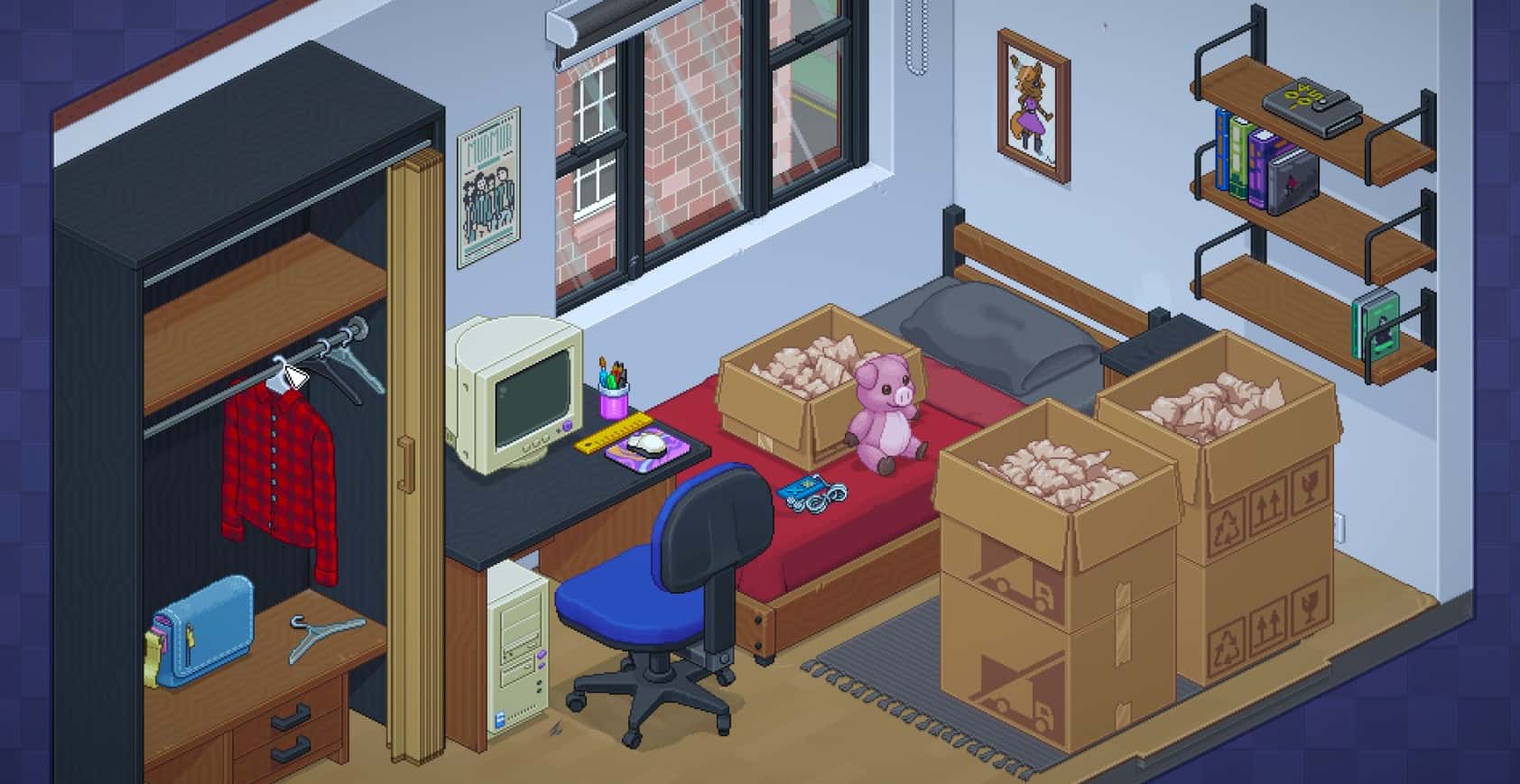 Captura de tela do jogo Unpacking, que será disponibilizado para PlayStation