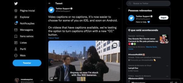 Twitter lança legenda em vídeos