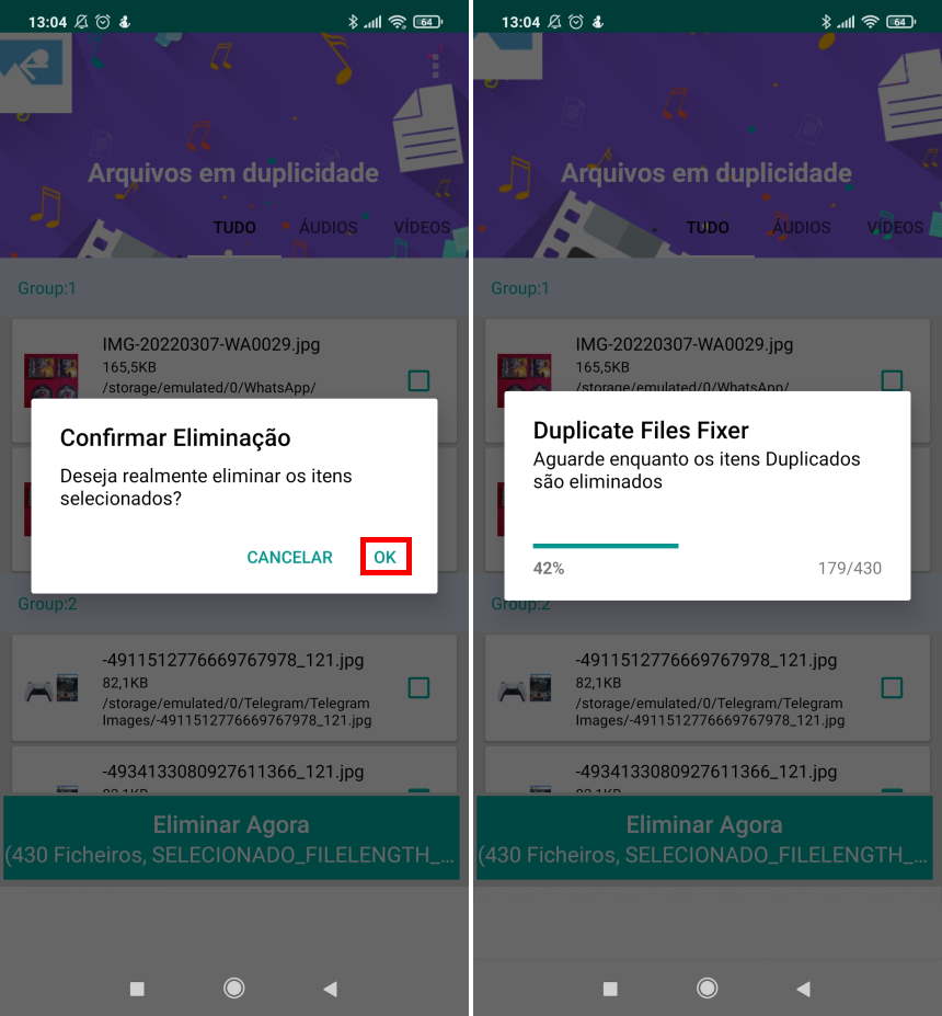 Como encontrar e apagar arquivos duplicados no Android - Passo 5