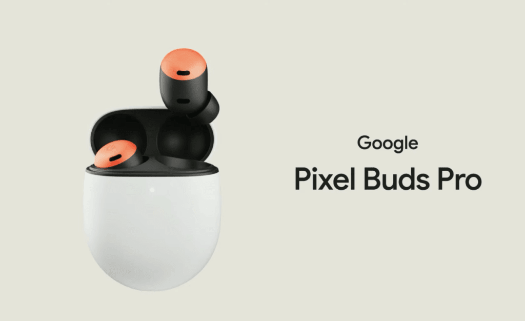 No palco do Google I/O, a tela mostra os fones de ouvido Pixel Buds Pro