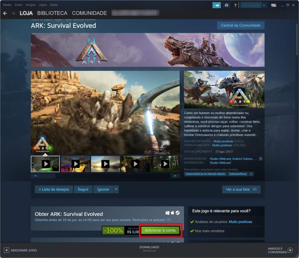 Ark Survival Evolved de graça na Steam