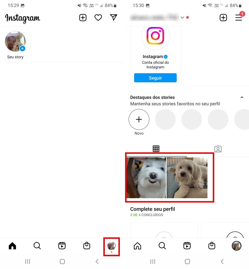 Como fixar fotos e vídeos no perfil do Instagram - Passo 1