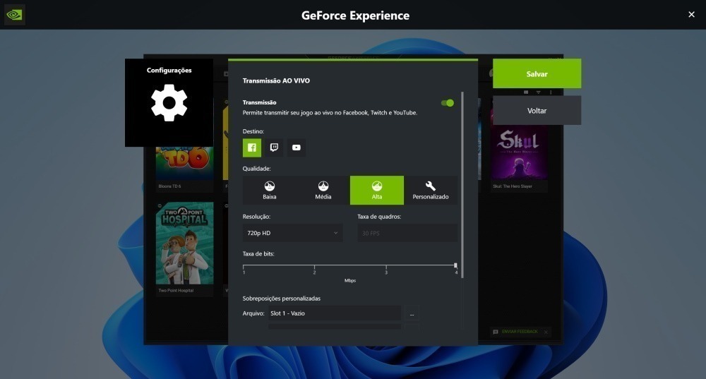 GeForce Experience - alternativa ao OBS Studio